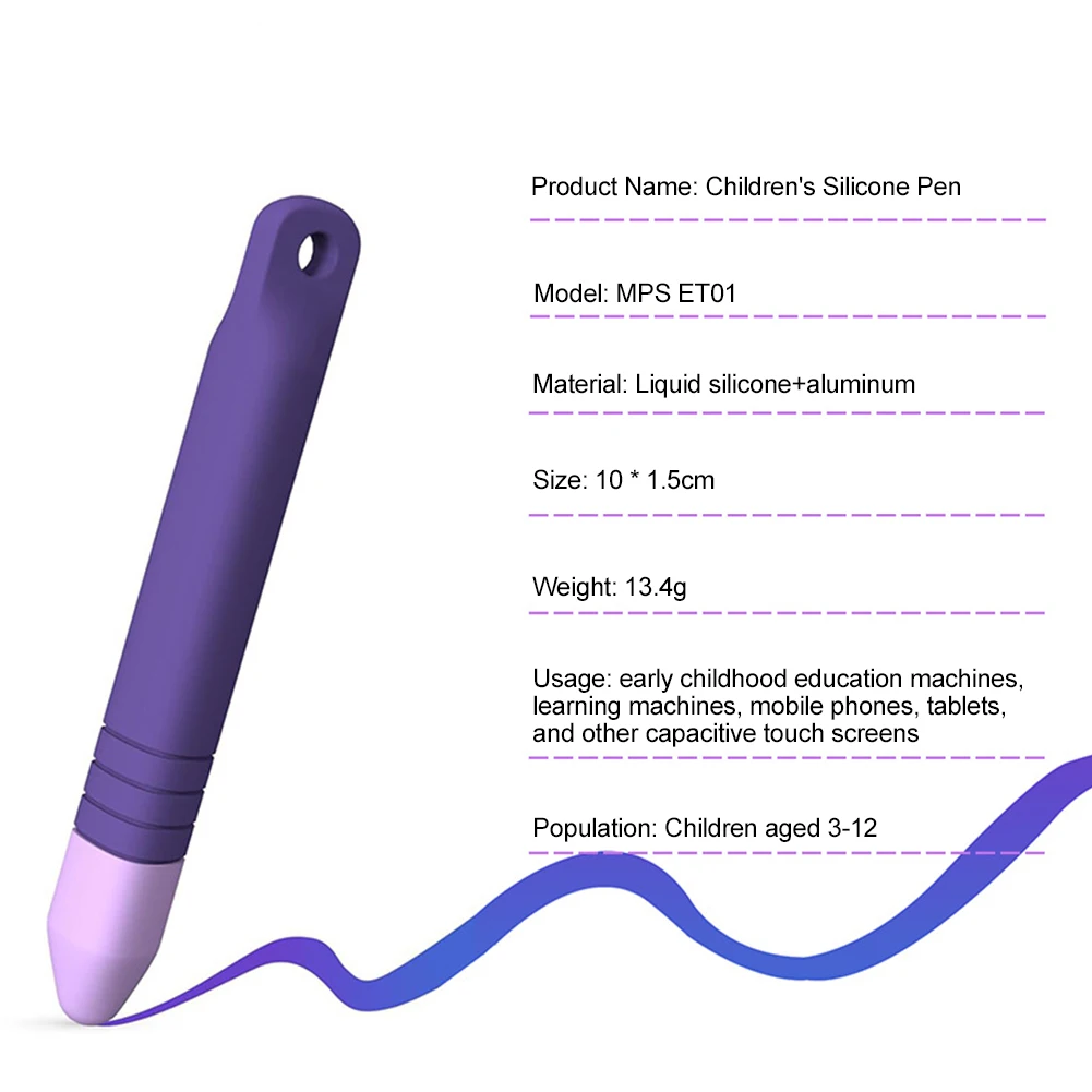 Lápiz óptico de silicona con punta de goma duradera para niños, lápiz capacitivo para dibujo y escritura para pantalla táctil, lápiz para tableta