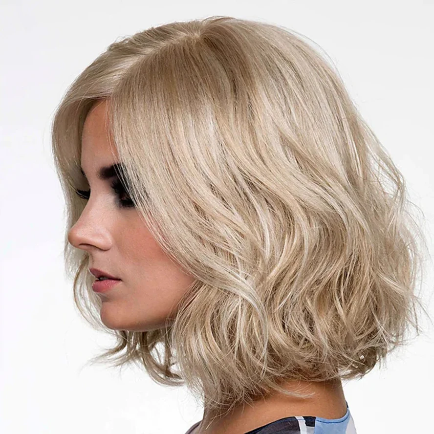 Blonde Short Wavy Synthetic Hair Costume Wigs for Women Synthetic Wig Straight Bob Wig Short Brown Synthetic Hair Wig with bangs