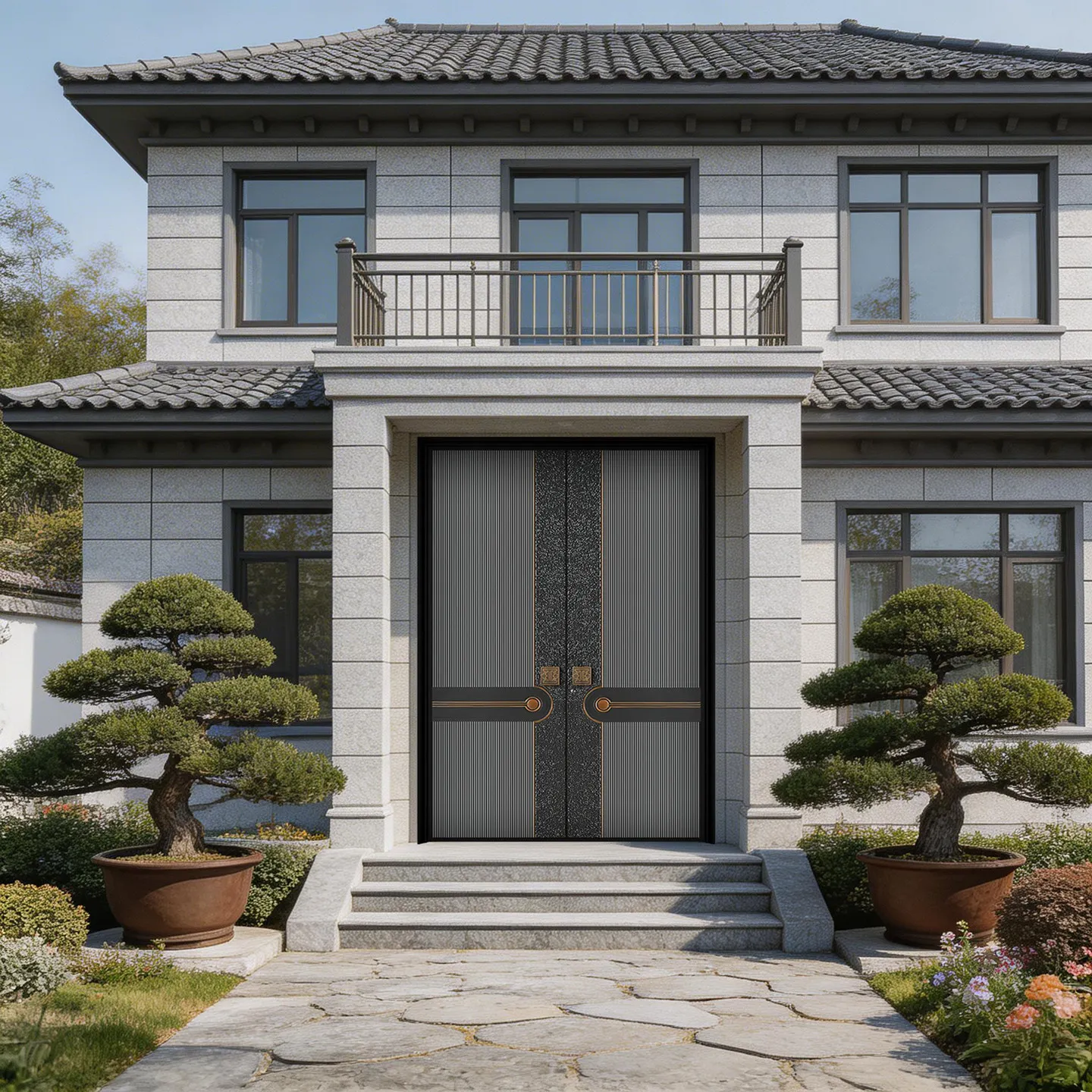 Customized double-opening door cast aluminum counter-opening door rural self-built house zinc alloy anti-theft door new