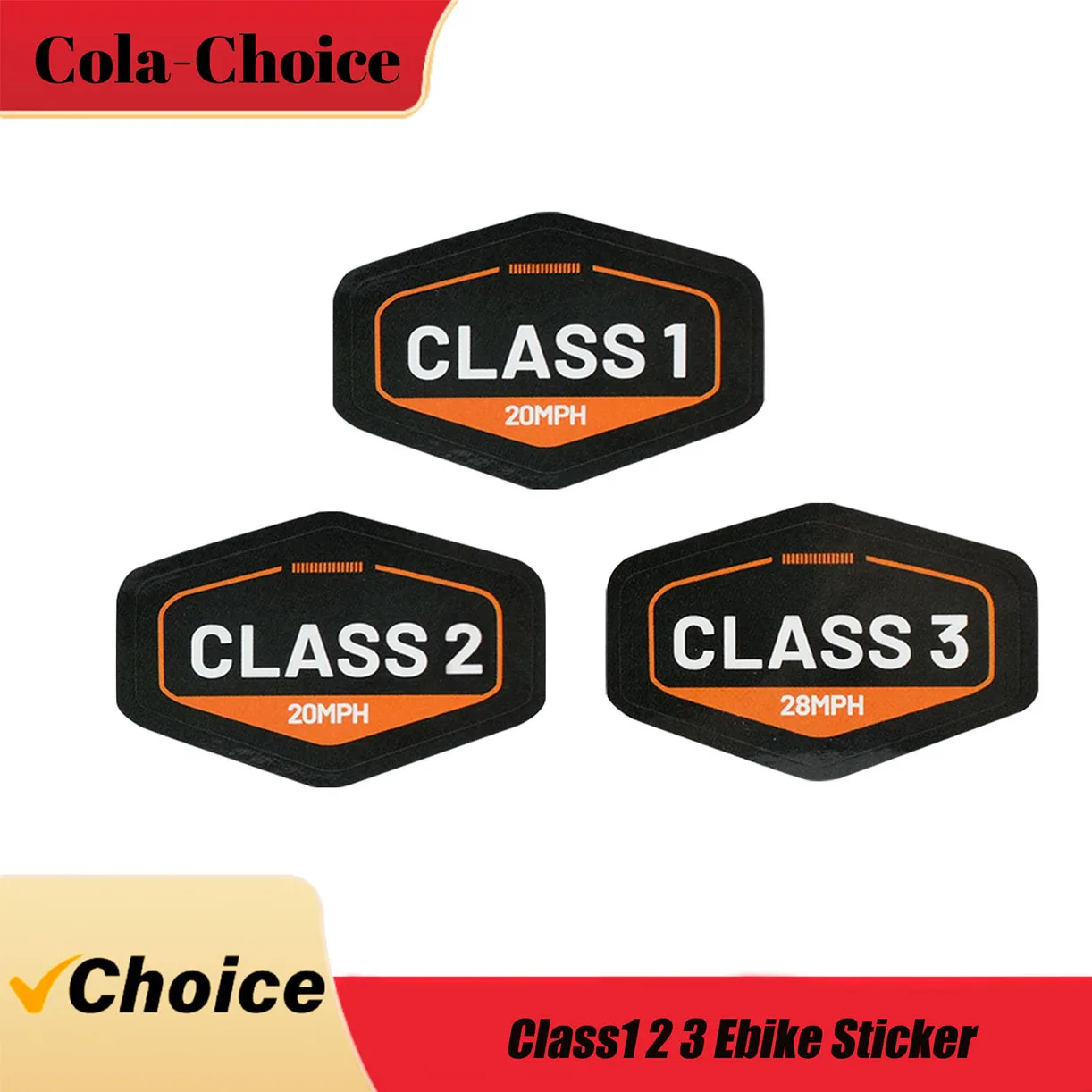 E-Bike Class 1/2/3 20MPH 28MPH Decal Sticker Waterproof PVC Electric Bicycle Compliance Label Weather Resistant Adhesive