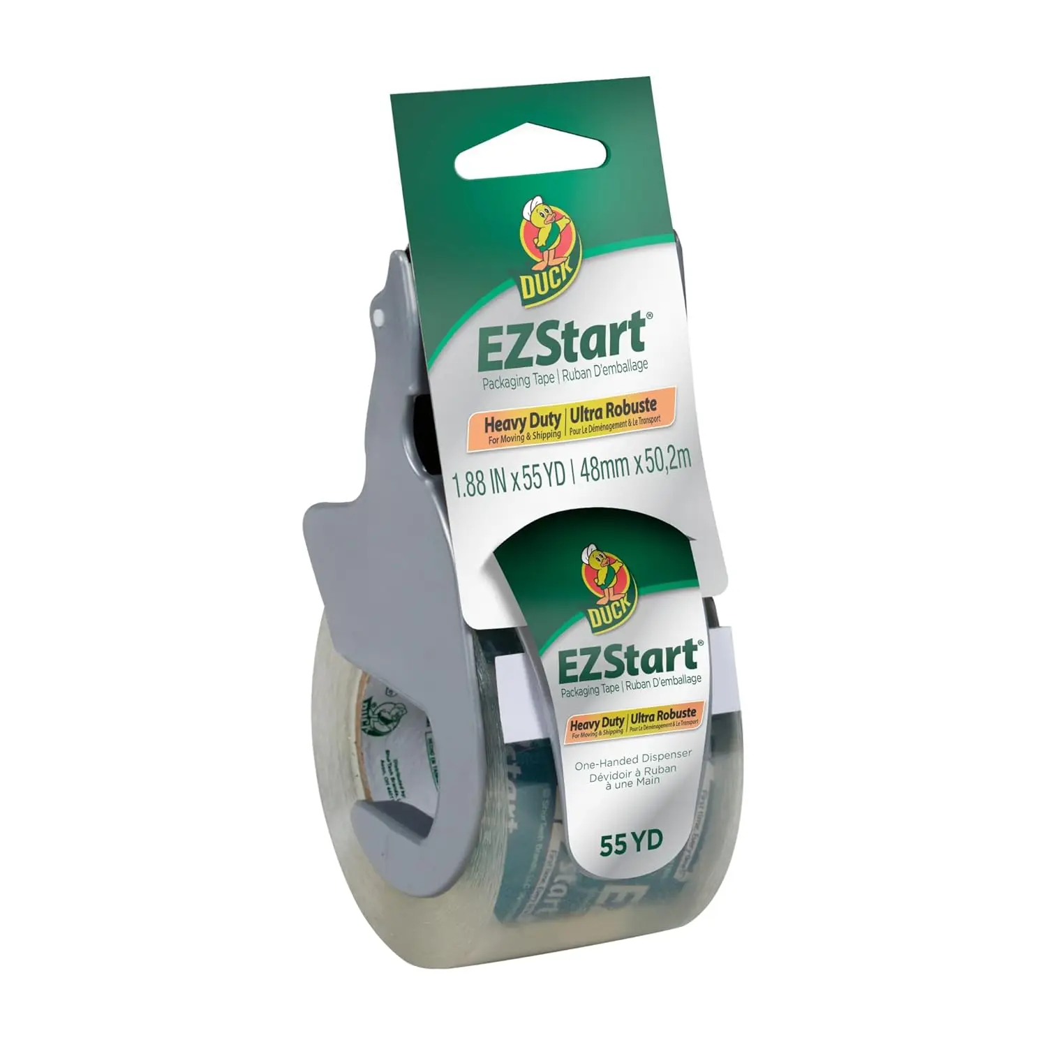 Packband mit Einhand-Abroller, 1,88 Zoll x 55,5 Yard, transparente Rolle für Versand und Umzug