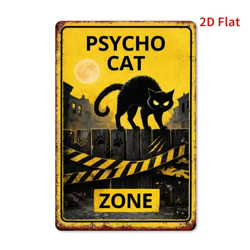1pc  for Halloween Psycho for Cat Zone Decorative Sign | Rustic Iron Art Sign for Halloween Party Decor, Spooky Wall Decor for