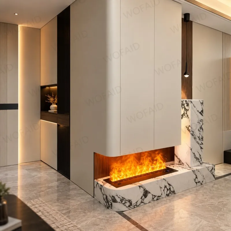 WOFAID 3D Water Vapor Fireplace Insert Colorful Mist Flame Custom Size Electric Fireplace for Living Room Media Wall Home Decor