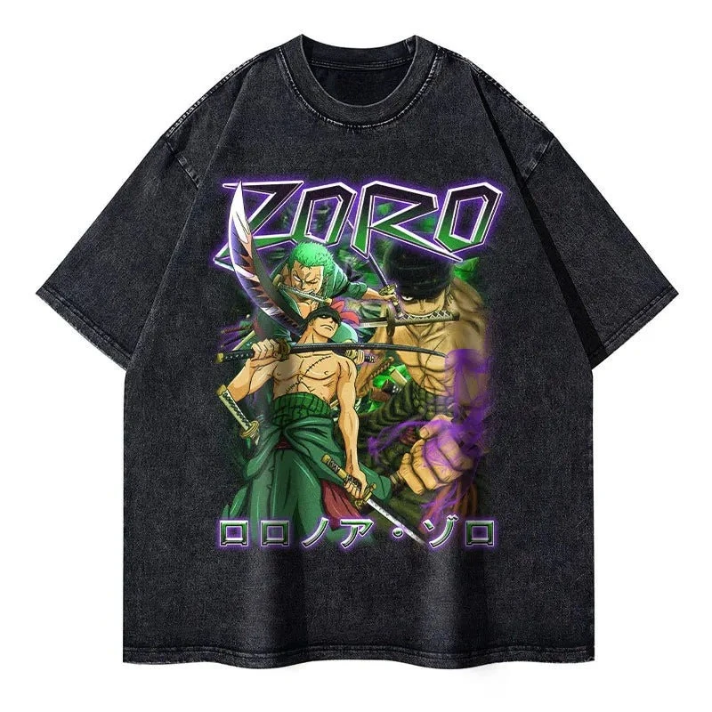

Мужская футболка с коротким рукавом в стиле ретро с изображением персонажа Сорона из японского аниме "One Piece", модель 2026 года.