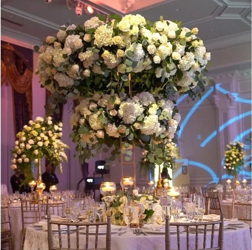 Goldfarbener Metall-Riesenrad-Blumenständer, Hochzeitstisch-Mittelstück, ein Muss für Hochzeiten und Geburtstagsfeiern – Detail 1