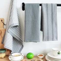 3pcs 100% Natural Cotton Kitchen Towels Classic Plaid Tea Towels Dish Cloth Absorbent Lint-Free Machine Tableware Household