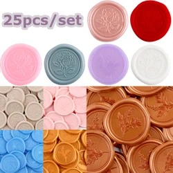 25pcs/set Seal Wax Stamp Stickers Rose Rosmarin Garland Spray Pattern Red Pink Gold Color for DIY Invitations Gift Crafting 2024