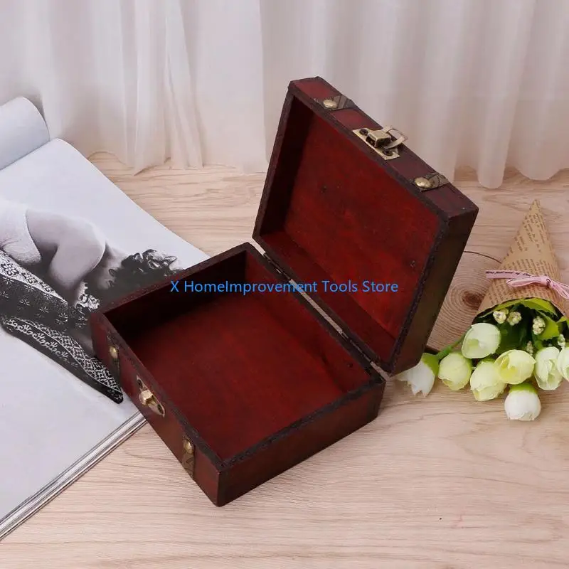 

Handmade Retro Jewelry Box Wooden for Case Pearl Necklace Bracelet 31KA