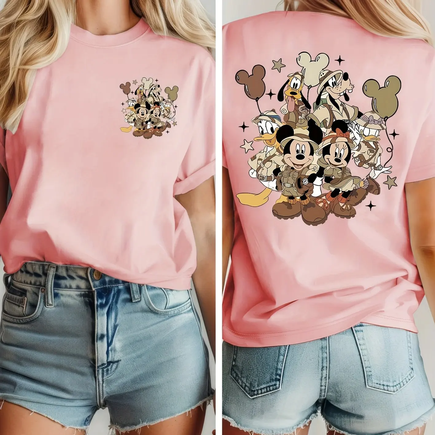 تي شيرت ديزني ميكي ماوس قطن للرجال والنساء كاجوال عصري كبير الحجم فضفاض بأكمام قصيرة للجنسين ملابس خروج للمناسبات #4