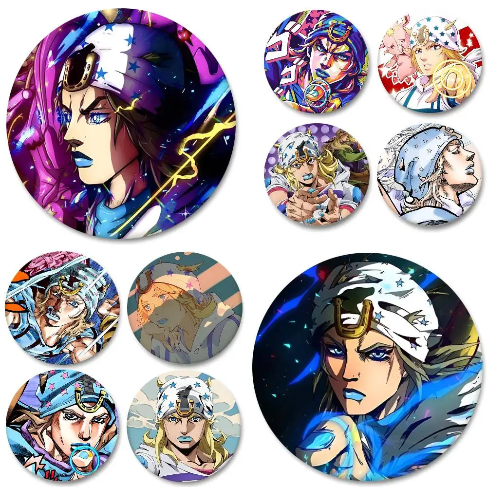 Anime Johnny Joestar Jojo Round Badge Creative Brooch Clothing Backpack Accessories Lapel Pin