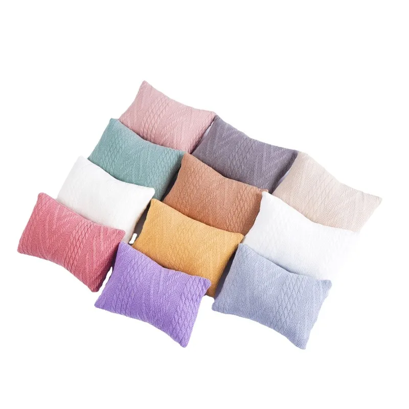 Set di Accessori per Fotografia Neonatale: Fascia Intrecciata in Spandex e Cuscino per Posare, Set Texture per Avvolgimento Neonato