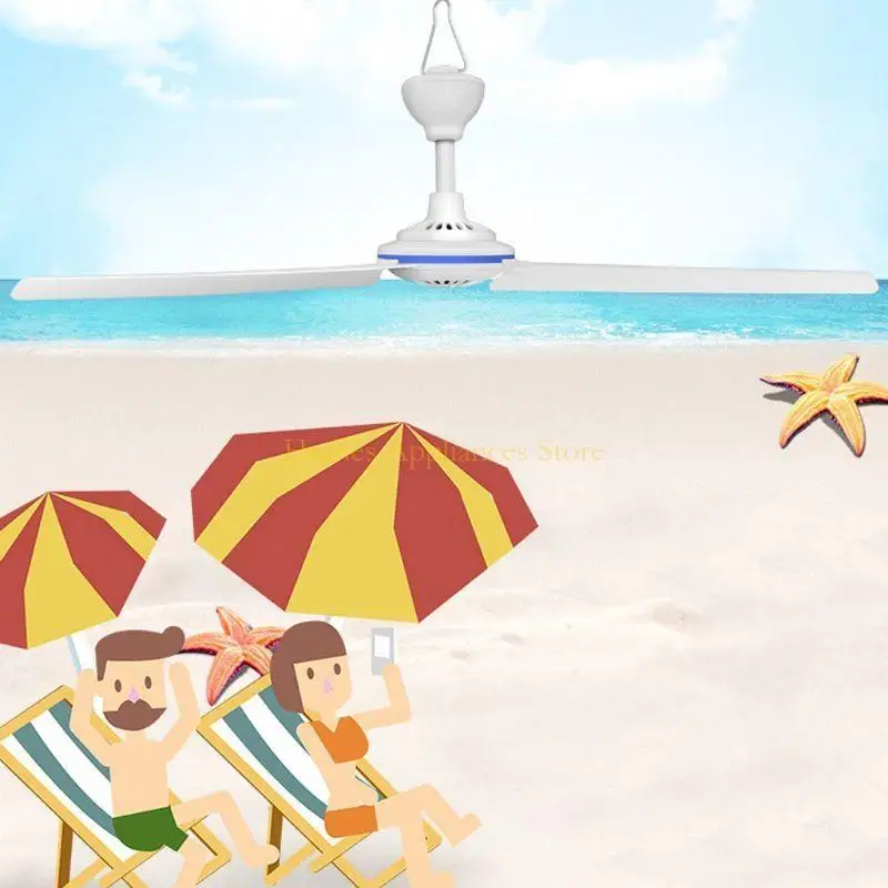 D0AB Camping في الهواء الطلق معلقة شرفة الشرفة المعلقة سقف السقف مروحة 12V-85V 19.6 "6W