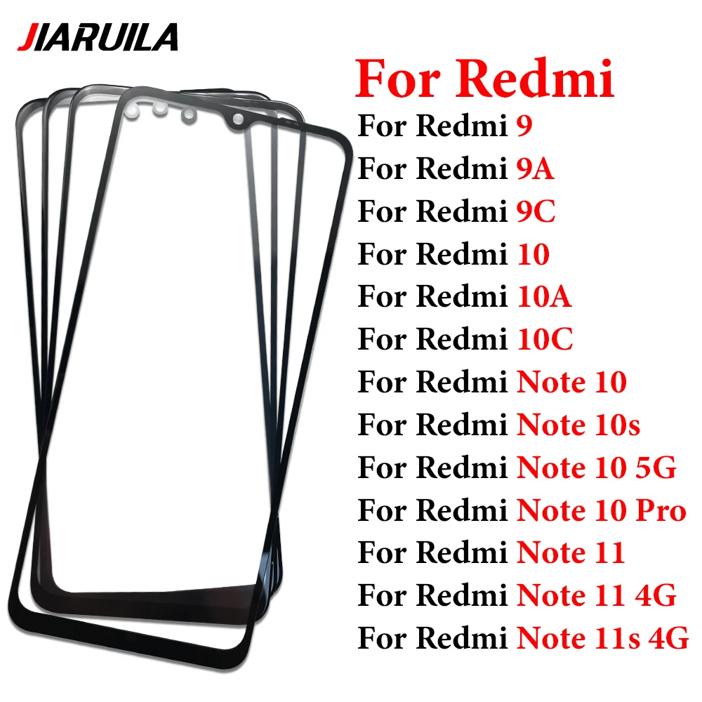 Front Screen OCA Glass For Xiaomi Redmi 9 9A 9C 10 10A 10C Note 10S 10 Pro 11 11S LCD Touch Screen Outer Lens Glass