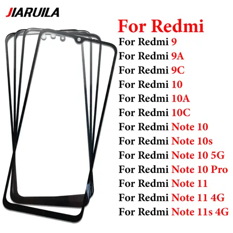 Front Screen OCA Glass For Xiaomi Redmi 9 9A 9C 10 10A 10C Note 10S 10 Pro 11 11S LCD Touch Screen Outer Lens Glass