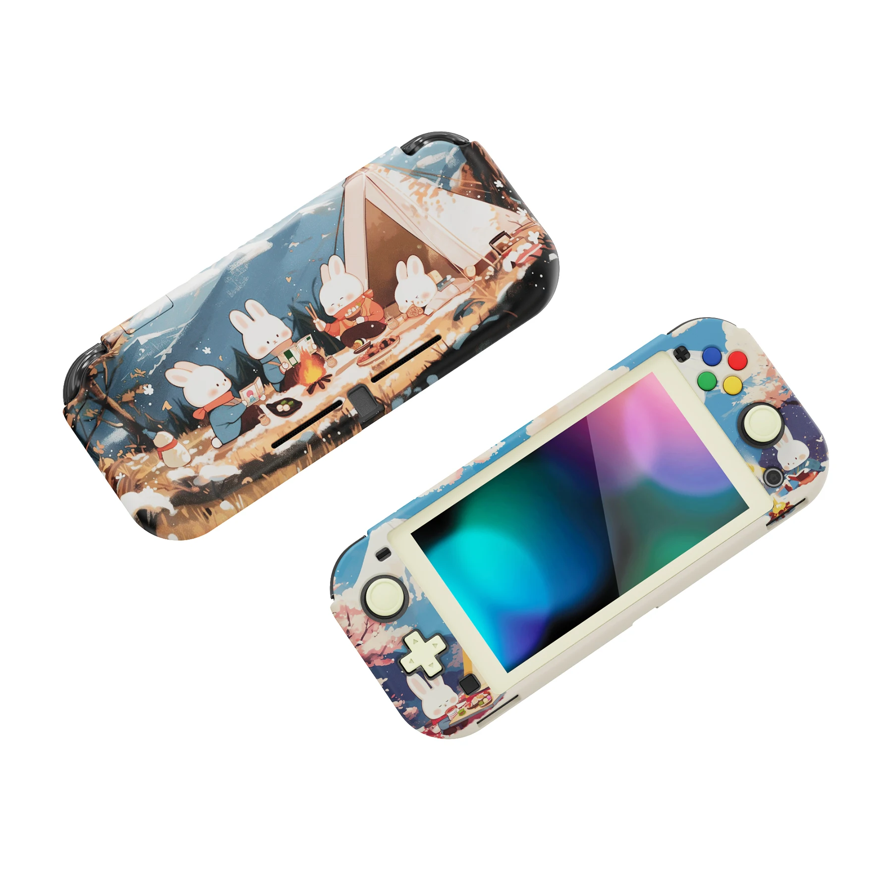 Imagem -04 - Playvital Zealprotect Ergonômico Case Protetor para Nintendo Switch Lite Tela Coelhinhos Camping