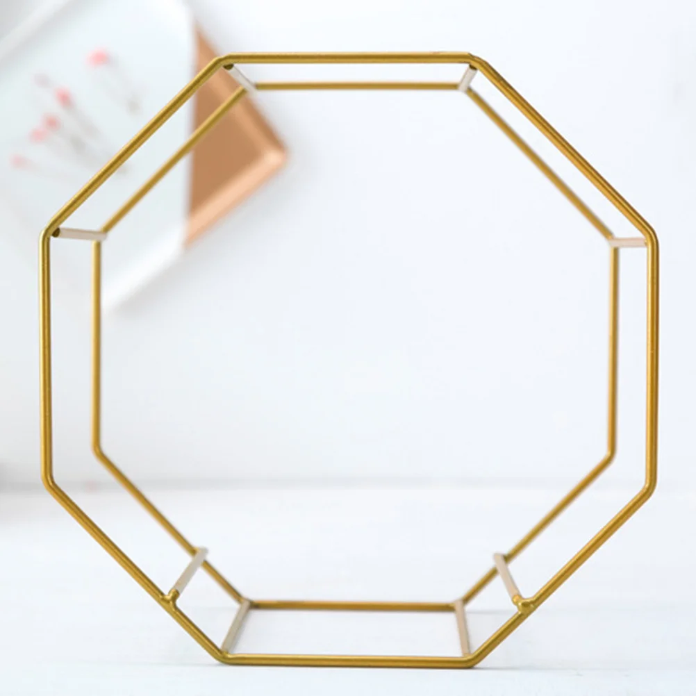 

Набор: восьмиугольный керамический цветочный горшок с бело-золотой железной рамой и бамбуковым подносом для настольной полки, настенного крепления, подставка для суккулентов