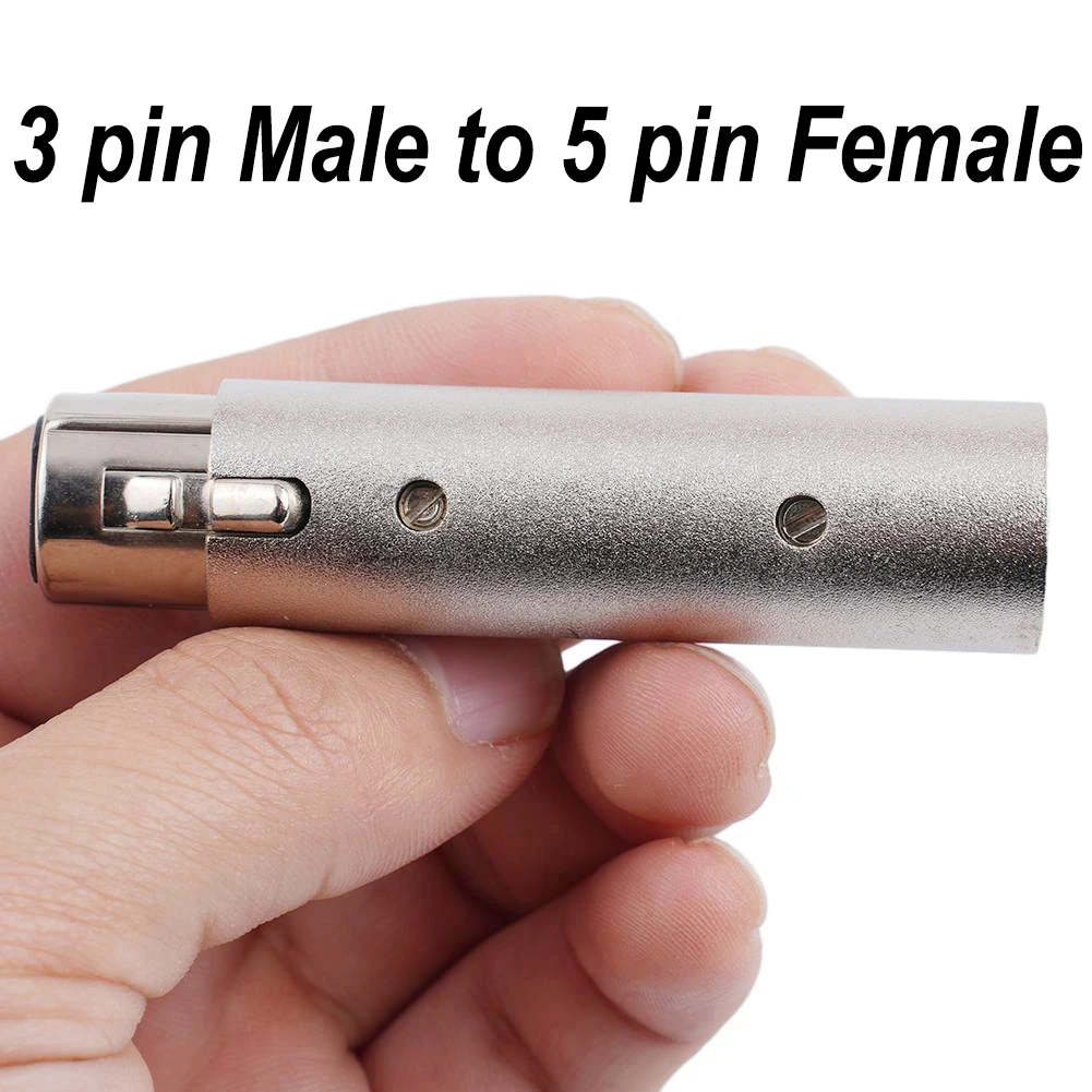 Sturdy Metal Enclosed Converter 3 Pin Xlr To 5Pin Audio Lighting Adapter 3 Pin To 5 Pin Female Male Connector