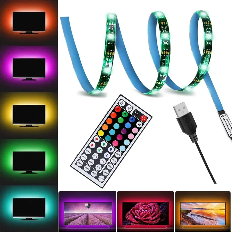 5V USB LED Strip Controller with 44-Key IR Wireless Remote USB IR Controller for SMD 5050 2835 4PIN 5V RGB Strip Lights