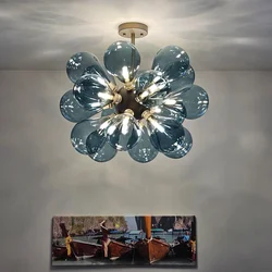 Glass bubble chandelier unique colorful chandelier designer over island lighting for Living Room dining table light fixtures