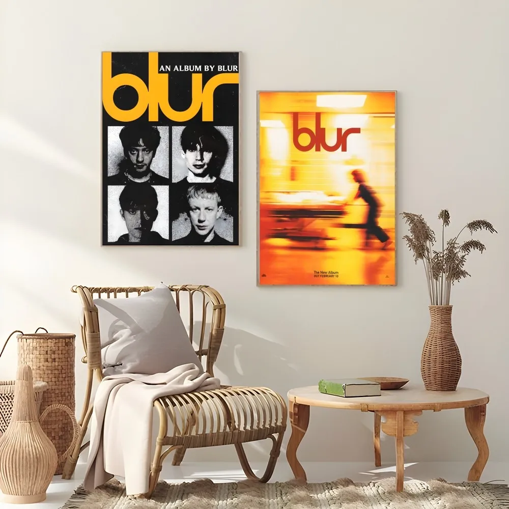 B-Blur Band Rock Roll Band Retro Poster Sticky Wall Art Printing Waterproof Home Living Bed Room Bar Aesthetic Decor
