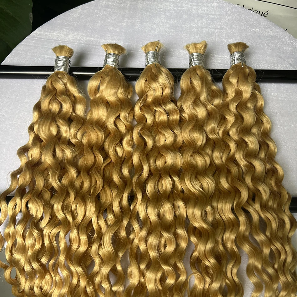 

# Натуральные волосы для плетения, цвет 613 блонд, волнистые, без трессов, 100% необработанные, натуральные, для создания причесок в стиле wet and wavy.