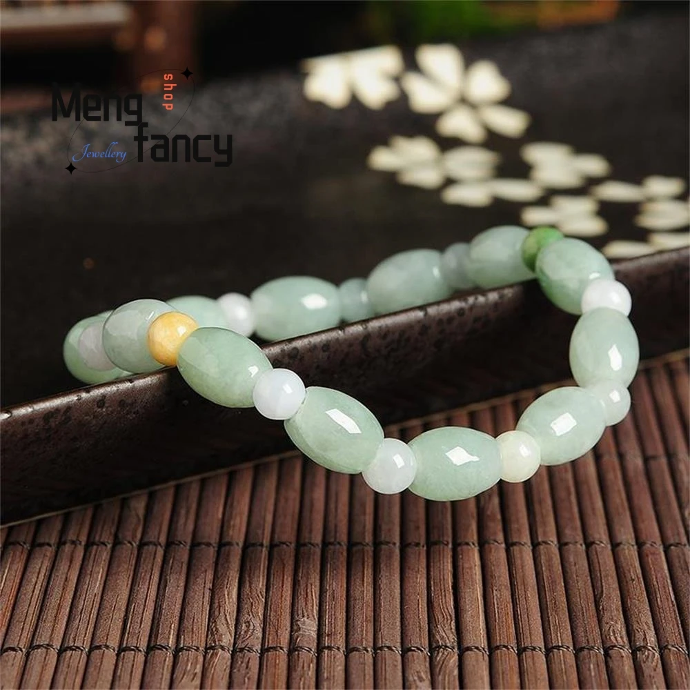 Natural Emerald Jade Colour Rice Beads String Round Models Lulutong Bracelet Simple Exquisite Fashion Fine Jewelry Holiday Gifts