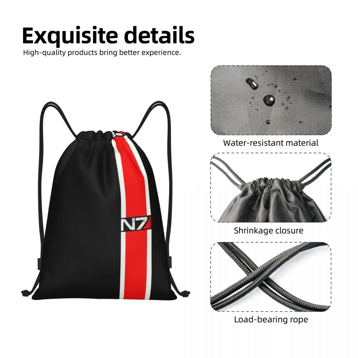 Mass Effect N7 Emblem zaino con coulisse borsa da palestra sportiva per donna uomo Alliance Military videogioco Training Sackpack