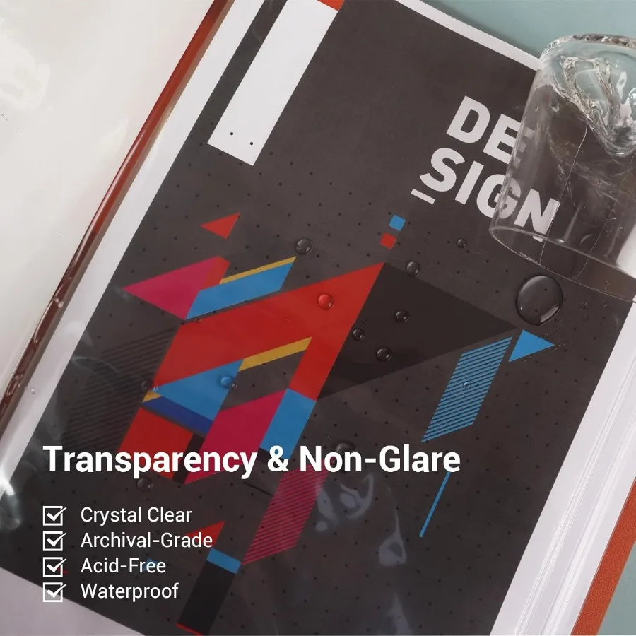 Raccoglitore con maniche in plastica a 20 tasche per esposizione di arte e presentazioni Cartella portfolio in formato A4 da 9x12 pollici con 40 fogli trasparenti