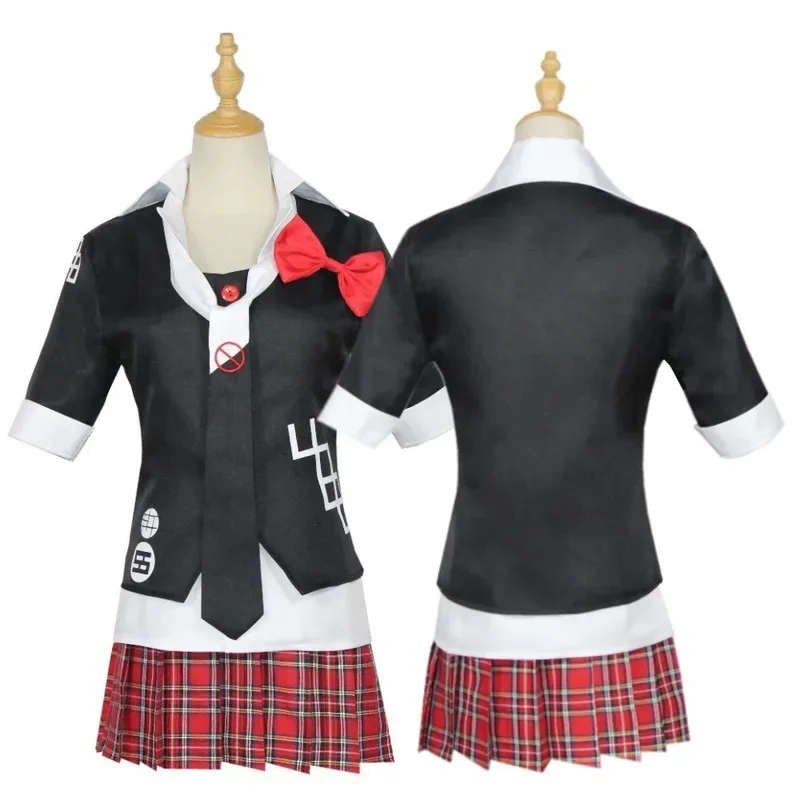 

AIAI 2025Danganronpa 3 Enoshima Junko Cosplay Costume Uniform Cafe Work Clothes Short Skirt Double Tail Braid Wig