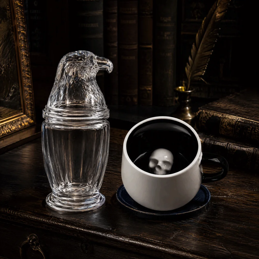 1000/400ml Large Capacity Eagle Shaped Glass Cup 3D Stereo Whiskey Glass Eagle Figurine Mug Novelty Design Decorative Sculpted