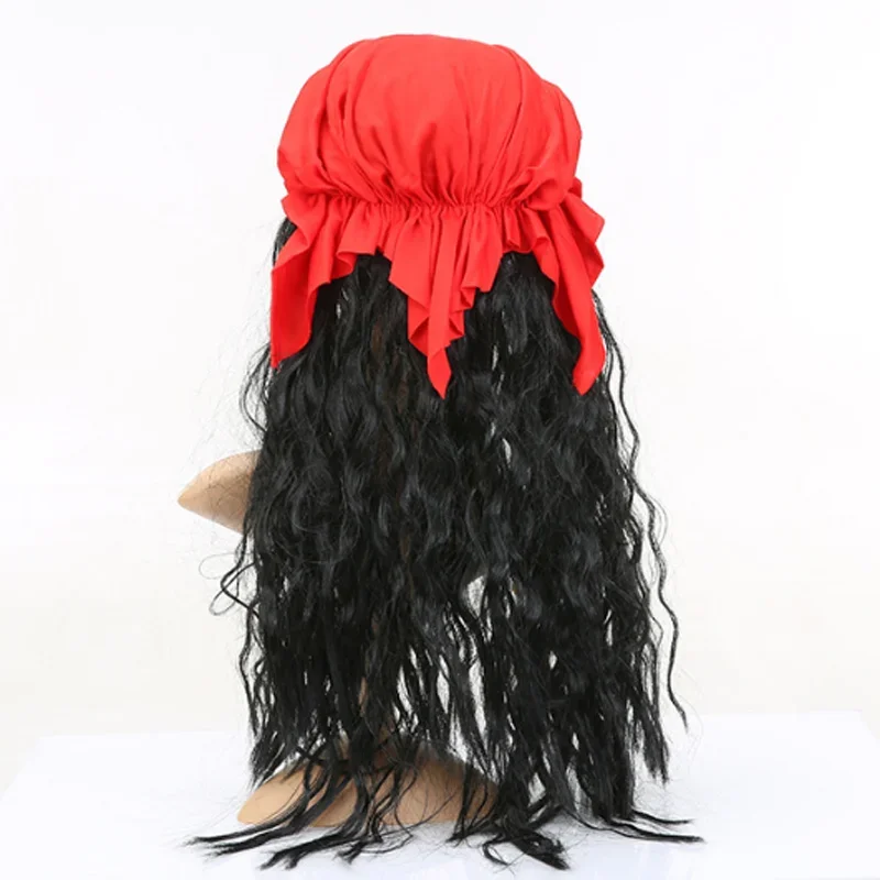 Caribbean Pirate Wig foulard Set Funny Caribbean Captain Wig Party Headbands Halloween Makeup puntelli accessori per capelli da festa