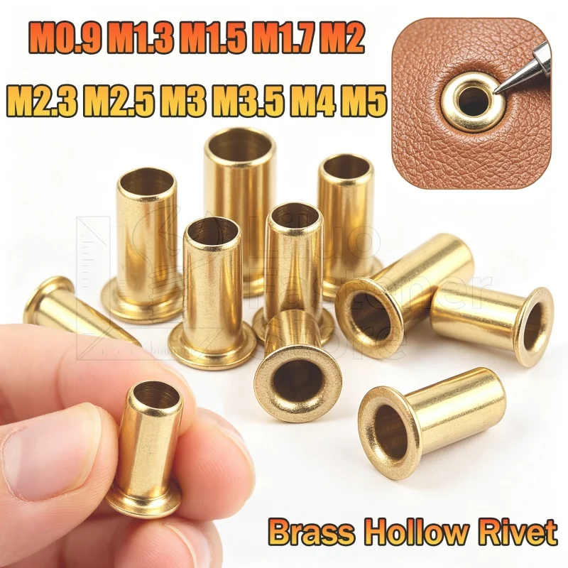 Brass Hollow Rivet M0.9-M6 Copper Chicken Eye Circuit Board PCB Nail Through-Hole Tubular Rivet Nut Through-Hole Rivet Washer