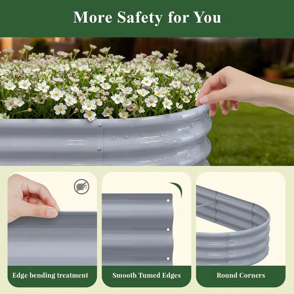 

6x3x1ft Galvanized Raised Garden Bed, Oval Metal Planter Box with Easy ToolFree Assembly, Beginner amp Senior Friendly, Large O