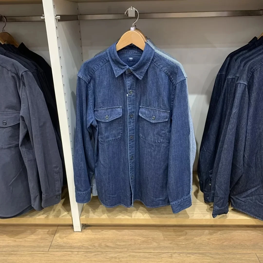 

Джинсовая куртка свободного кроя с длинными рукавами для мужчин и женщин, рабочая одежда, модная городская повседневная куртка с воротником-стойкой