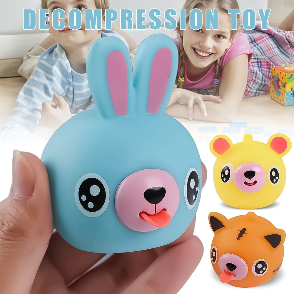 Funny Tongue Sticking Out Cartoon Animal Doll Children\'s Toy Creative Squeeze Pinch Music Adult Decompression Sound Prank Toys