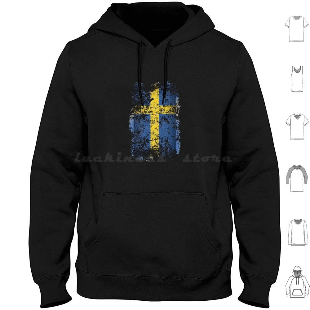 Swedish Flag Vintage Flag Sweden Hoodies Long Sleeve Sweden Sverige Scandinavia Banner Flag Swedish Flag Idea Vacation