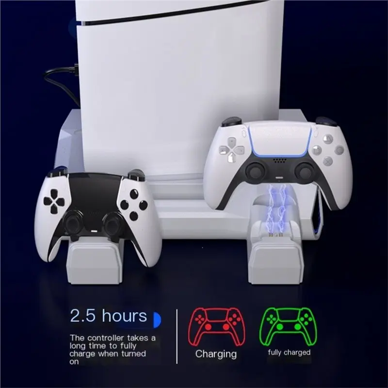 24-Hour Delivery Cooling Stand For PS5 Slim/For PS5 Pro Stand With Headphone Hook Controller Charging Station Featuring 3-Level