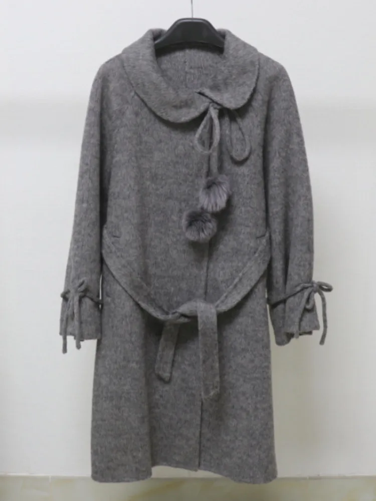 ZMEENNA Stilvoller langer Dufflecoat aus Wollmischung für Damen, lässige und warme Winteroberbekleidung mit Vordertaschen ZM4079