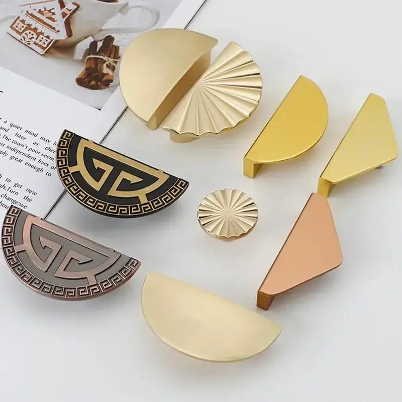 64MM Gold Half Moon Brushed Brass Handles for Drawer Dresser Kitchen Cupboard Bathroom Furniture Hardware Gold Drawer Pulls