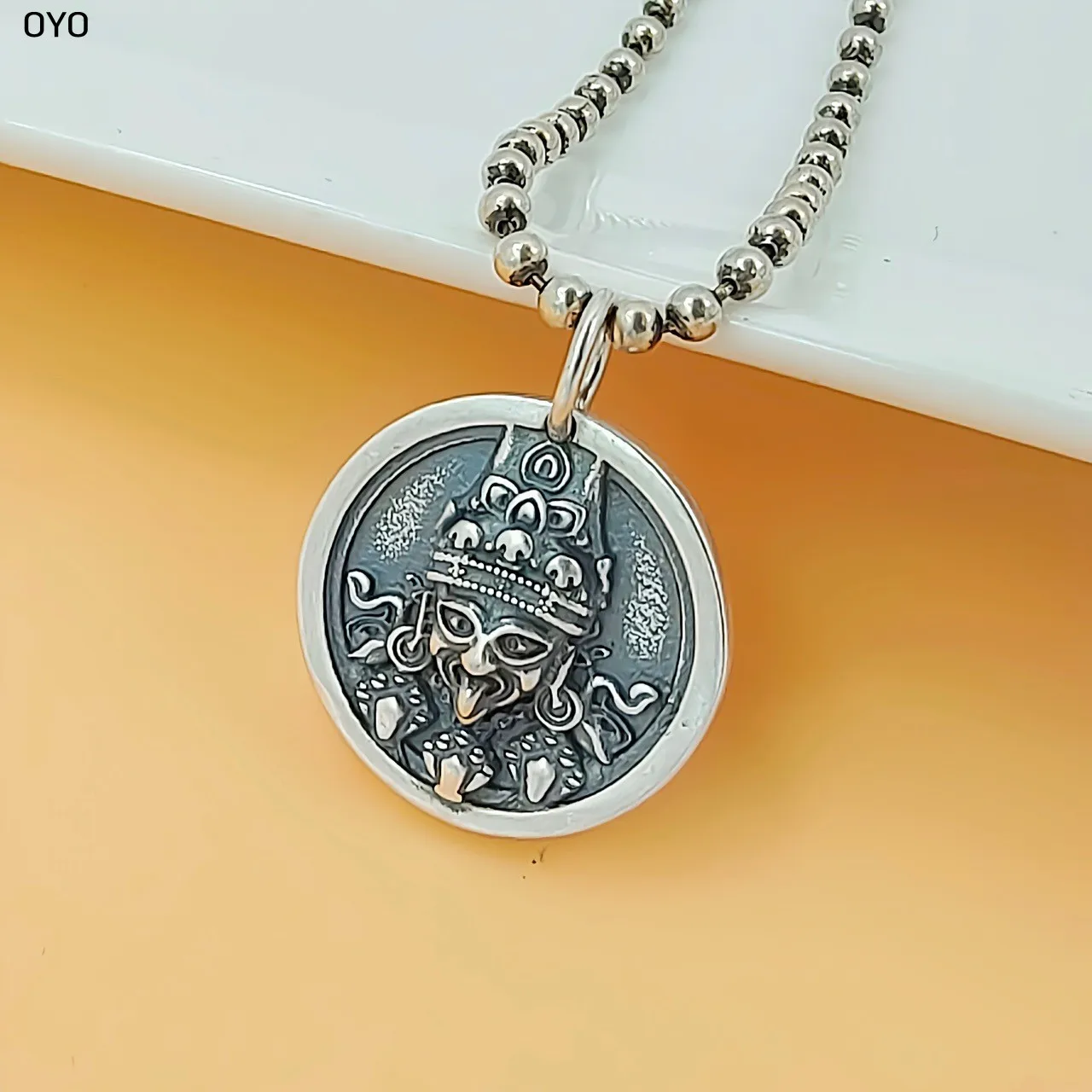 New S925 Sterling Silver personalized retro matte Tibetan zakiram pendant for men and women