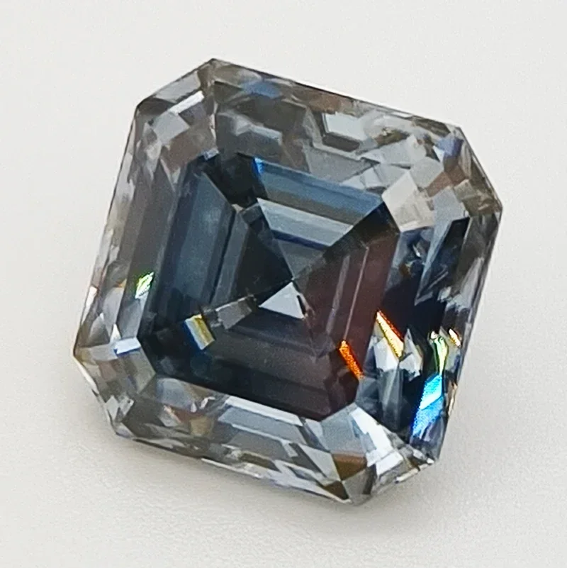 Pedra moissanite cinza asscher corte para passar testador de diamante amuletos de pedras preciosas materiais avançados para fabricação de joias com certificado gra