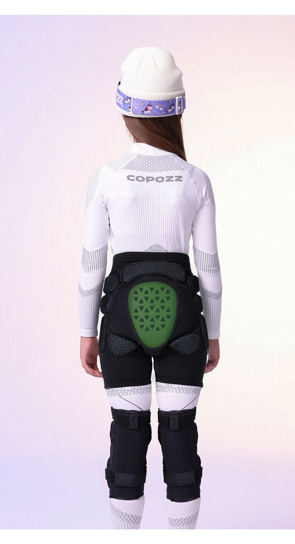  COPOZZ Ski-Schutzausrüstungsset für Kinder/Jugendliche, ESA-Schwamm, Knie- und Hüftpolster, verdickt, stoßfest, Fahrrad, Kinder, Schneesport – Detail 17