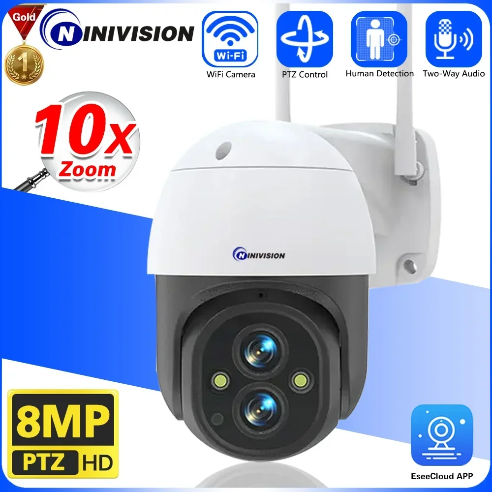 

4K 8MP WiFi IP Surveillance Cameras Dual Lens PTZ Wifi video cam for home mini 10X Zoom Wireless Wifi CCTV Surveillance Cameras