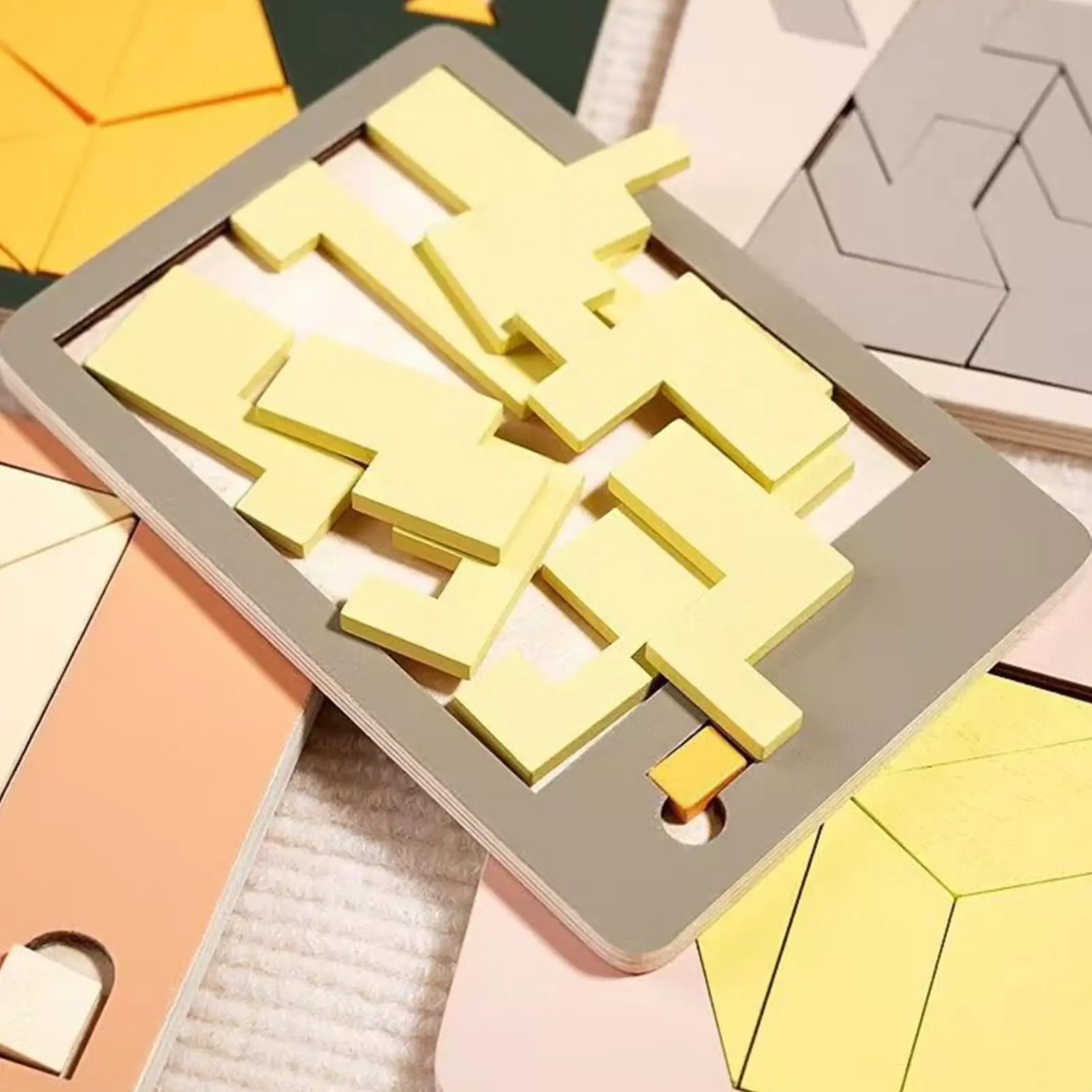 ألغاز تانجرام للأطفال ألعاب تعليمية هندسية خشبية ألعاب ترفيهية ألغاز تانجرام للسفر لمكاتب العمل العائلي للبالغين