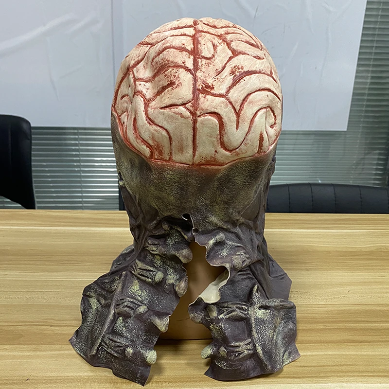 ฮาโลวีนเครื่องแต่งกาย Latex Skull หน้ากาก Creepy Skeleton Latex หน้ากากสมองเปลือย Zombie Latex หน้ากากน่ากลัวบ้านผีสิง NPC Props