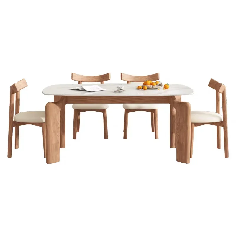 Nordic ash wood elephant leg solid wood slate eating table log cream style household rectangular solid wood dining table