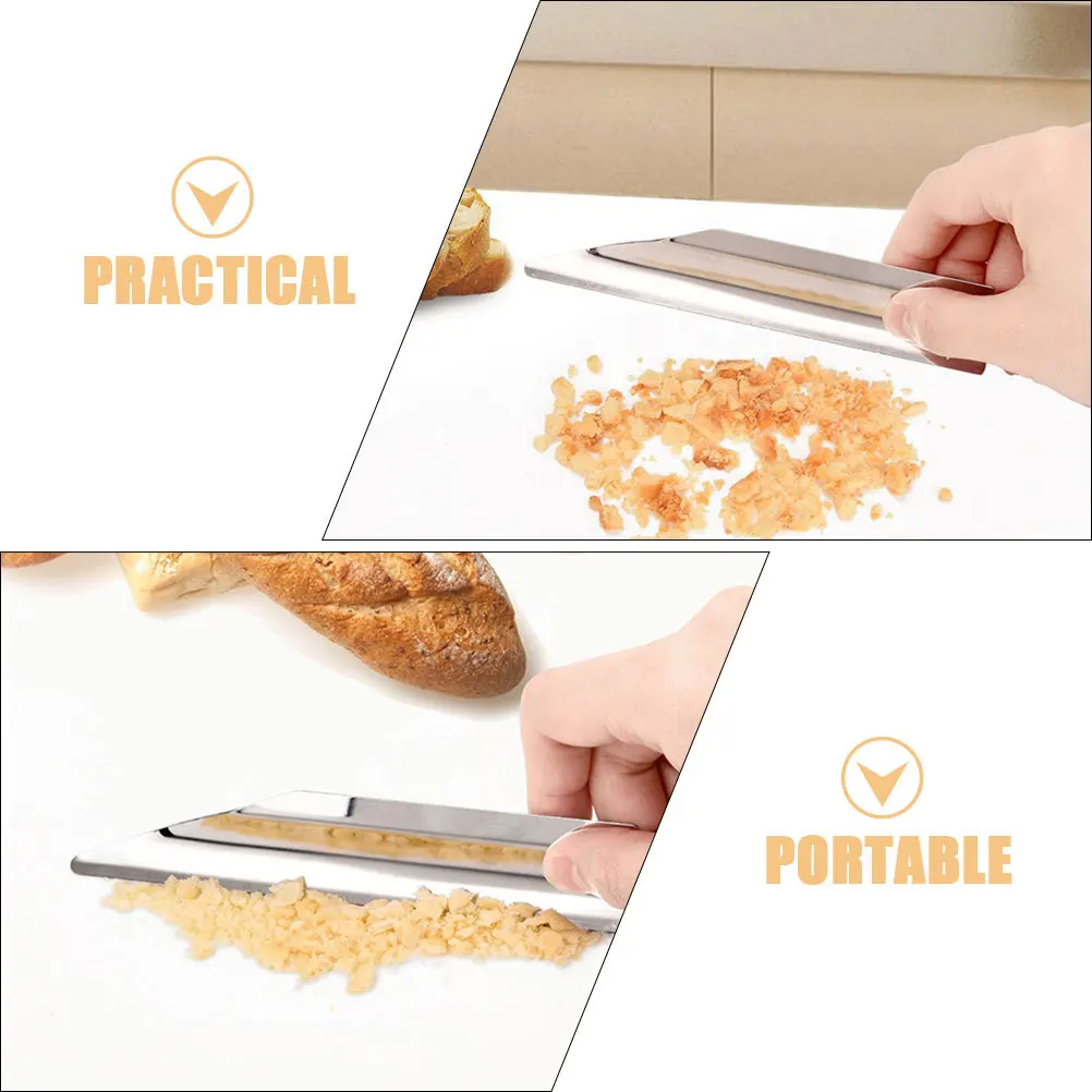 

2pcs Portable Crumb Stainless Steel Kitchen Tool For Tabletop Cleaning Bread Crumbs Dough Scraper Cake Decorating Sweeper Home