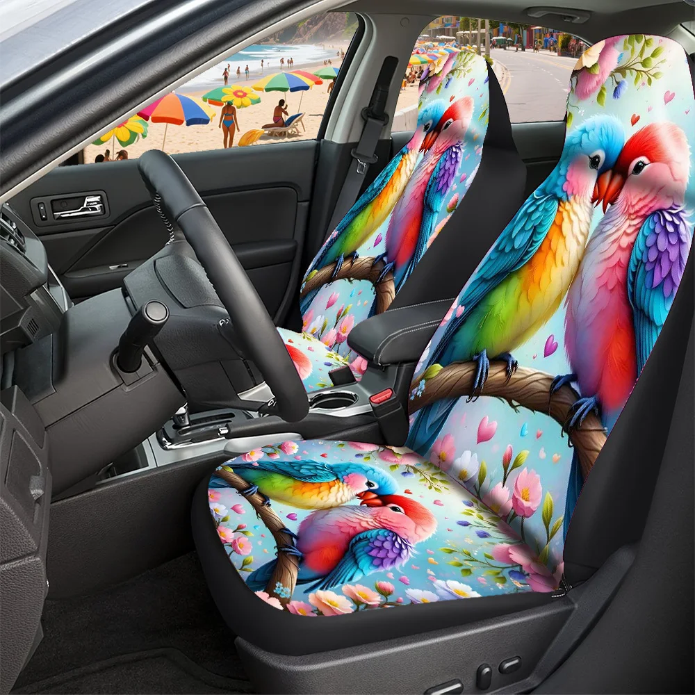 Stylish Car Seat Covers Featuring Designs Inspired By Halloween, Christmas, New Year, And Easter, Adorned With Parrots, Flowers,
