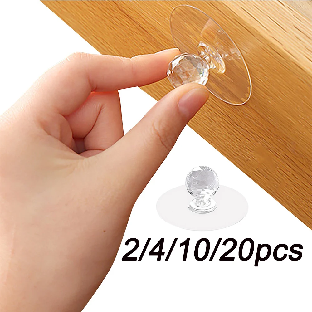 2-20PCS Self-Adhesive Drawer Knobs Multipurpose Transparent Kitchen Furniture Cupboard Dresser Push Pull Handles Toilet Handle