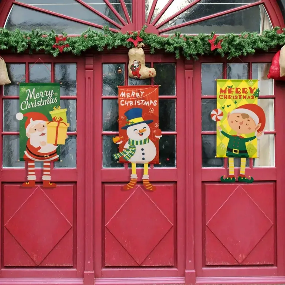 Decorazioni festive per striscioni pendenti con alce di Natale, pupazzo di neve e Babbo Natale - Oggetti di scena per la configurazione dell'atmosfera natalizia del centro commerciale, bar e KTV